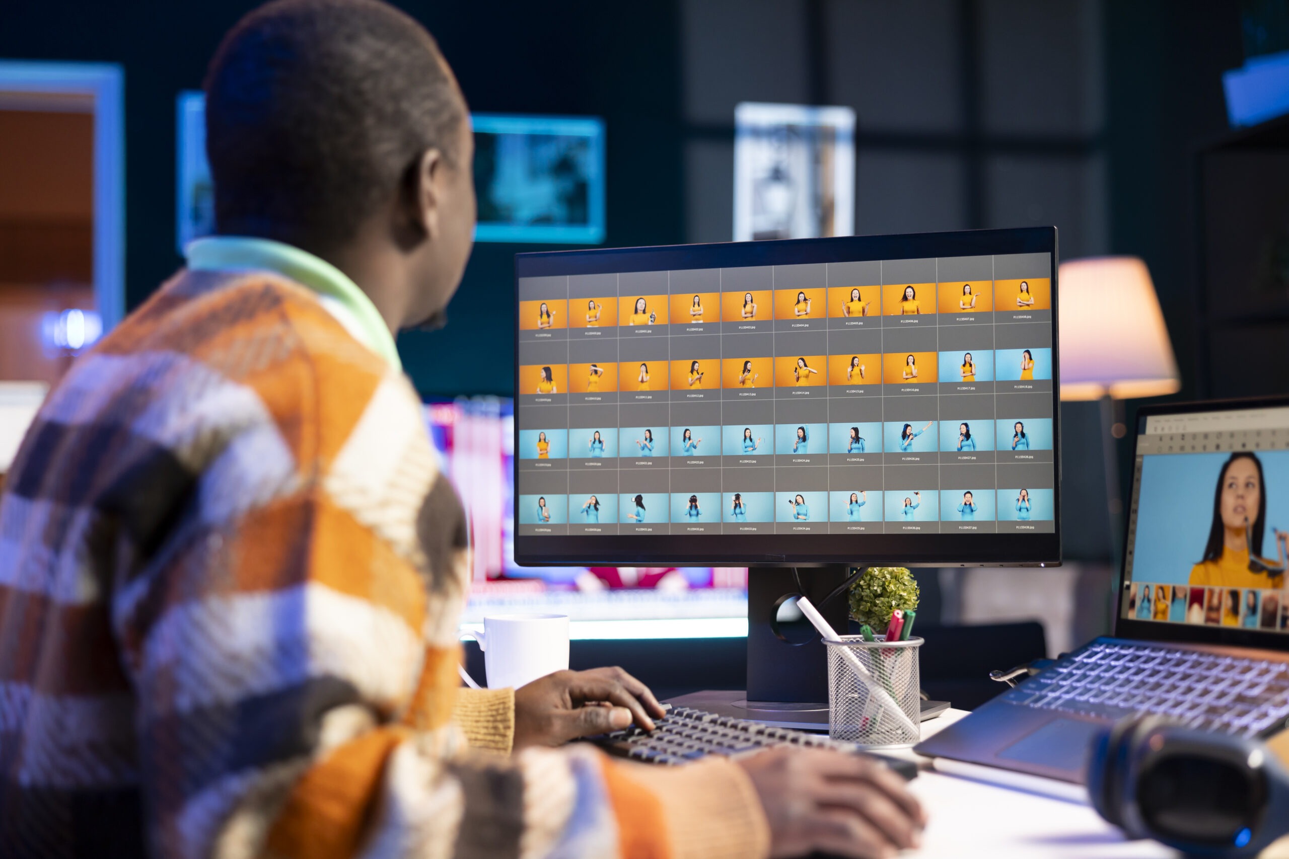 Black man photo editor in a well organized workspace editing images Belad Tech Academy